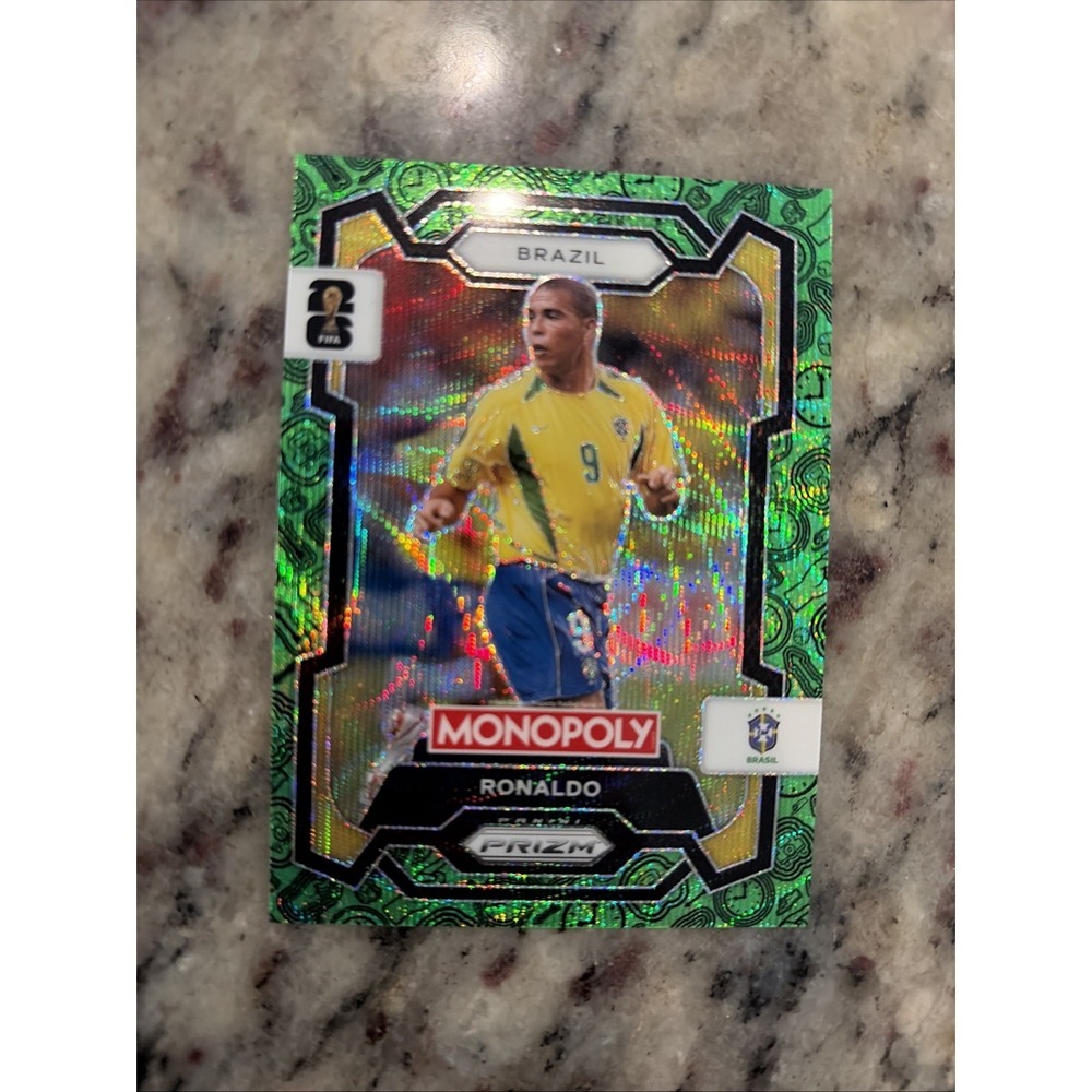 2026 Panini Prizm Monopoly FIFA World Cup Ronaldo Nazário #18 Green Wave Prizm